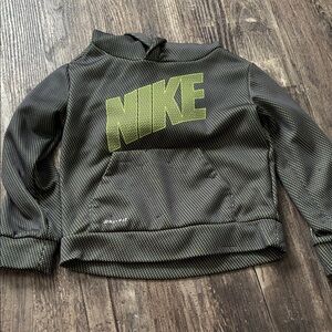 Nike Kids Charcoal Hoodie with Neon Green Logo